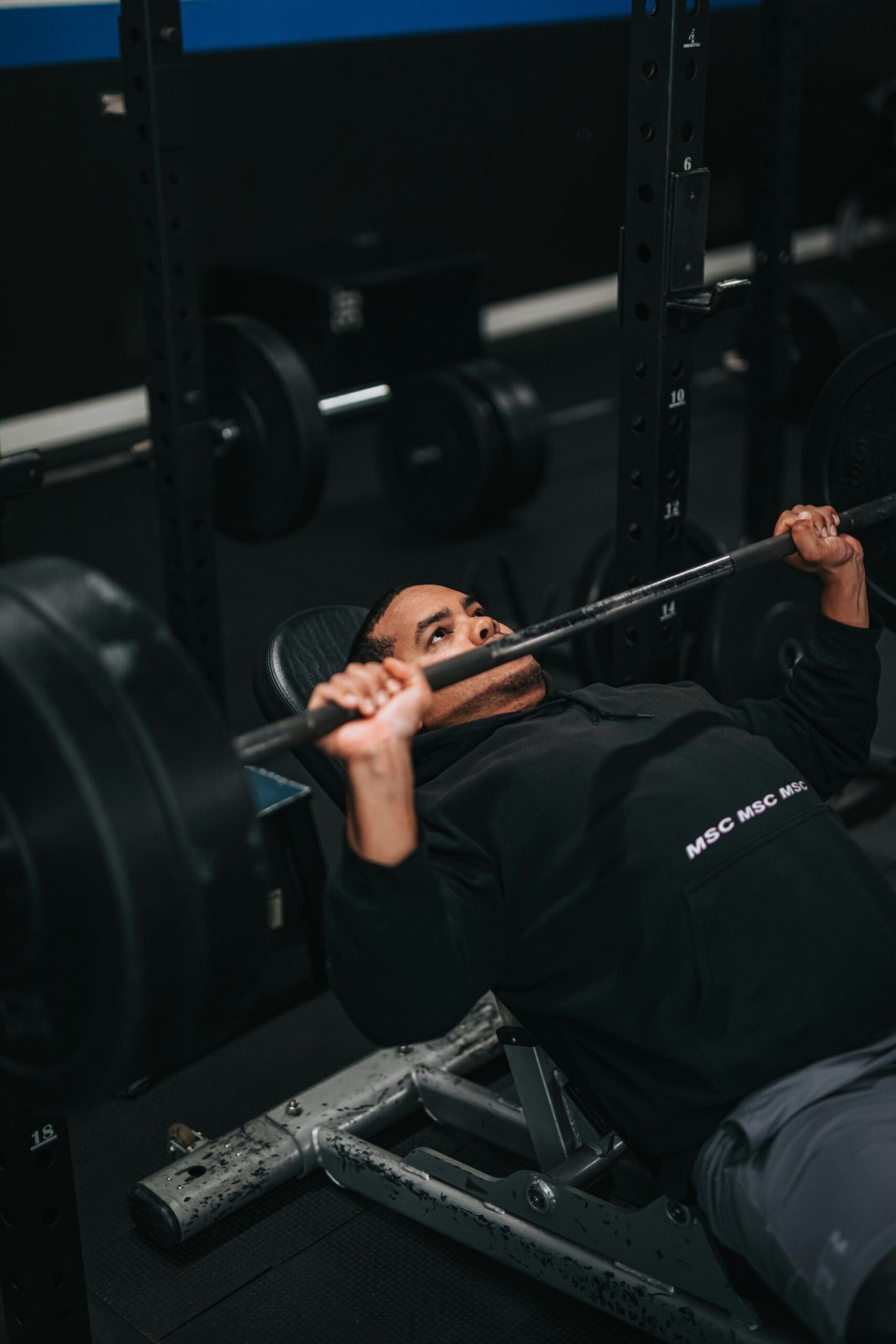 Man weightlifting in the gym.